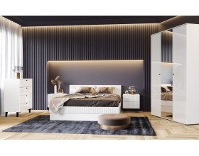 Оливия Кровать 1,6 м с ПМ Белый глянец, Белый