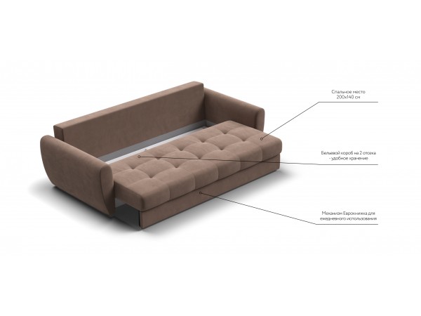 Престон диван Велюр Монолит мокко