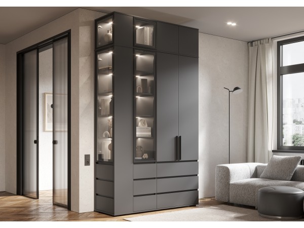 Норд Антресоль-витрина к пеналу 400 Графит