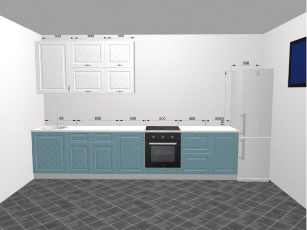 Уценка. Кухня Гранд Белый/Зеленый 3,45 м