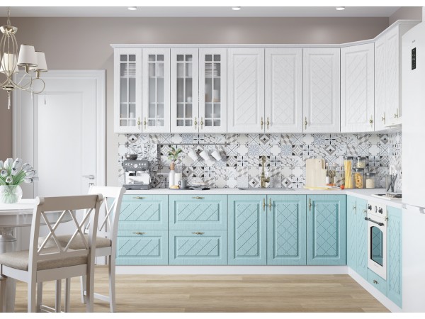 Уценка. Кухня Гранд Белый/Зеленый 3,45 м