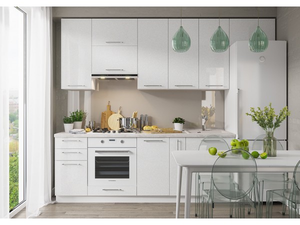 Уценка. Кухня Олива белый металлик 2,9 м