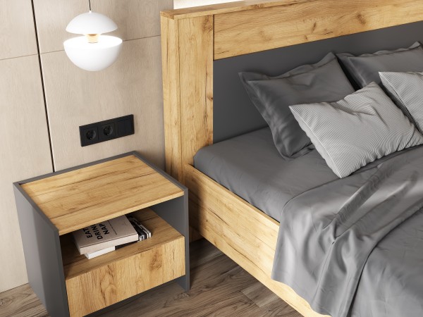 Спальня Остин компоновка 1 Дуб крафт, Графит