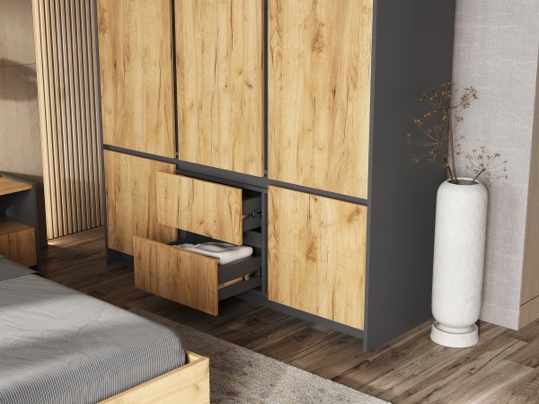 Спальня Остин компоновка 1 Дуб крафт, Графит