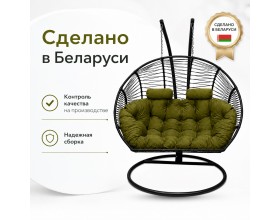 Подвесное кресло кокон Двойной Премиум Зигзаг (черный/зеленый)