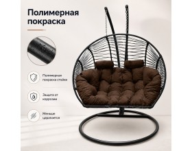 Подвесное кресло кокон Двойной Премиум Зигзаг (черный/коричневый)