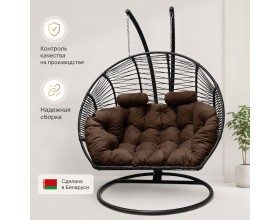 Подвесное кресло кокон Двойной Премиум Зигзаг (черный/коричневый)
