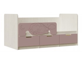 Юниор-4 Кровать 1,6*0,8м Шарли Pink, Дуб Крафт Белый