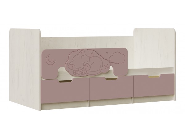 Юниор-4 Кровать 1,6*0,8м Шарли Pink, Дуб Крафт Белый