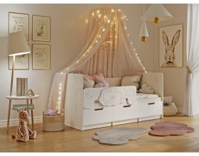 Юниор-4 Кровать 1,6*0,8м Шарли Белый, Дуб Крафт Белый