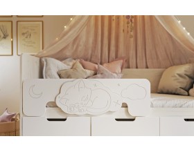 Юниор-4 Кровать 1,6*0,8м Шарли Белый, Дуб Крафт Белый