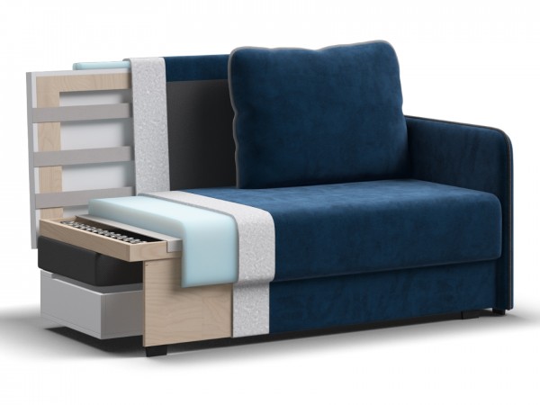 Диван двухместный Слим Велюр Монолит синий