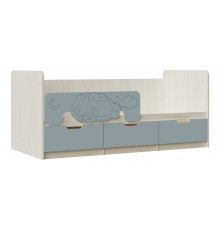 Юниор-4 Кровать 1,8*0,8м Шарли Бриз, Дуб Крафт Белый