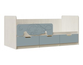 Юниор-4 Кровать 1,8*0,8м Шарли Бриз, Дуб Крафт Белый
