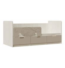 Юниор-4 Кровать 1,8*0,8м Шарли Мокко, Дуб Крафт Белый