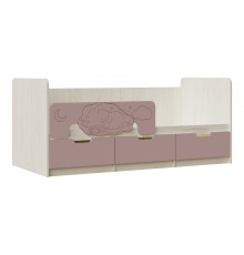 Юниор-4 Кровать 1,8*0,8м Шарли Pink, Дуб Крафт Белый