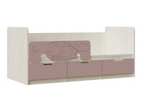 Юниор-4 Кровать 1,8*0,8м Шарли Pink, Дуб Крафт Белый