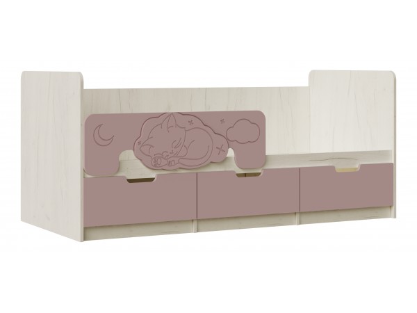 Юниор-4 Кровать 1,8*0,8м Шарли Pink, Дуб Крафт Белый