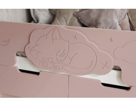 Юниор-4 Кровать 1,8*0,8м Шарли Pink, Дуб Крафт Белый