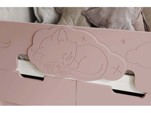 Юниор-4 Кровать 1,8*0,8м Шарли Pink, Дуб Крафт Белый