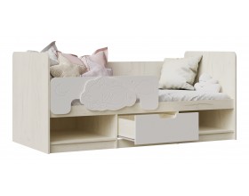 Юниор-4 Кровать 1,8*0,8м Шарли Белый, Дуб Крафт Белый