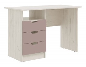 Юниор-4 Стол с ящиками Шарли Pink, Дуб Крафт Белый