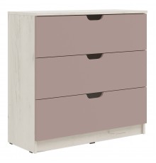 Юниор-4 Комод 3 ящика 800 Шарли Pink, Дуб Крафт Белый