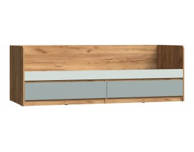 Челси Color Кровать с ящиками Мята темная/Сумеречный голубой, Дуб крафт