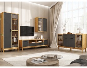 Флэш Шкаф рамка AGT Браш Графит, Дуб Крафт