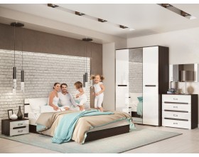 Ким Кровать 1,6м Белый глянец, Венге