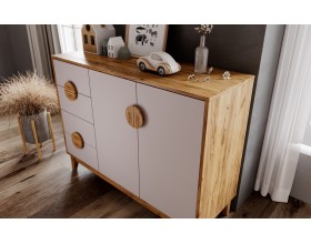 Сиена Комод 2 двери 4 ящика 1200 Кашемир, Дуб Крафт