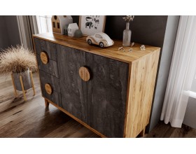 Сиена Комод 2 двери 4 ящика 1200 Железный камень, Дуб крафт