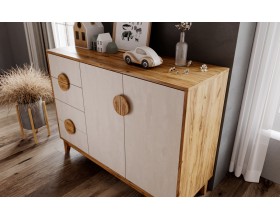 Сиена Комод 2 двери 4 ящика 1200 Шелковый камень, Дуб Крафт