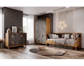 Сиена Шкаф 3-створчатый 1200 Железный камень, Дуб крафт