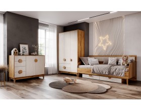 Сиена Шкаф 3-створчатый 1200 Шелковый камень, Дуб Крафт