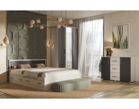 Фиеста NEW Шкаф 3-створчатый 1200 Графит, Дуб Крафт Белый