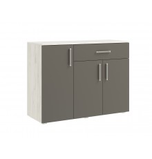 Фиеста NEW Комод 1 ящик 3 двери 1200 Графит, Дуб Крафт Белый