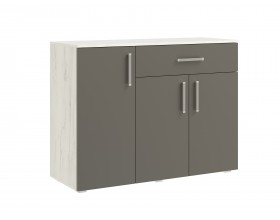 Фиеста NEW Комод 1 ящик 3 двери 1200 Графит, Дуб Крафт Белый