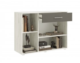 Фиеста NEW Комод 1 ящик 3 двери 1200 Графит, Дуб Крафт Белый