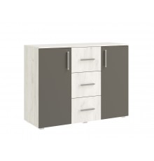 Фиеста NEW Комод 3 ящика 2 двери 1200 Графит, Дуб Крафт Белый