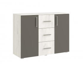 Фиеста NEW Комод 3 ящика 2 двери 1200 Графит, Дуб Крафт Белый
