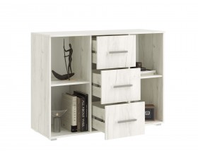 Фиеста NEW Комод 3 ящика 2 двери 1200 Графит, Дуб Крафт Белый