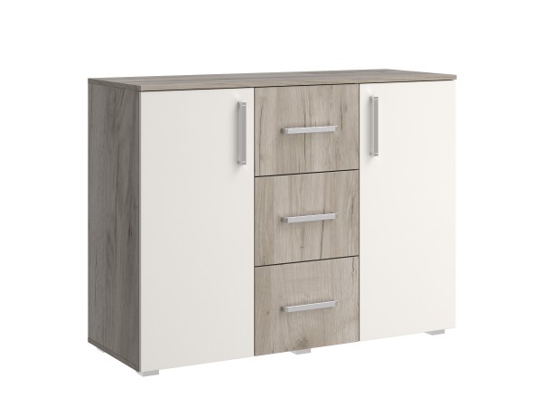 Фиеста NEW Комод 3 ящика 2 двери 1200 Кашемир, Дуб Крафт серый