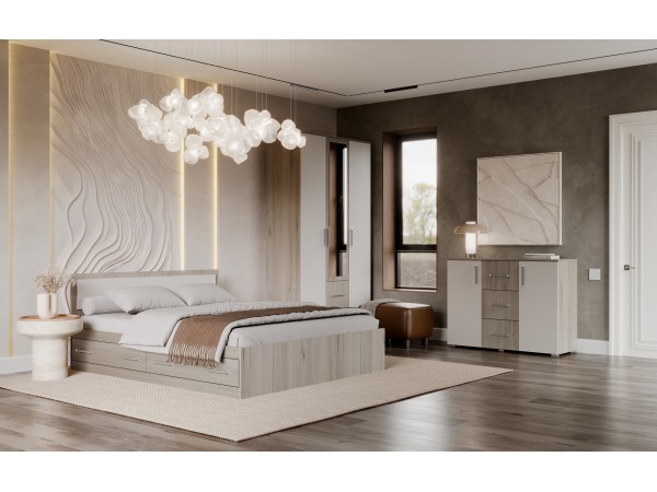 Фиеста NEW Комод 3 ящика 2 двери 1200 Кашемир, Дуб Крафт серый