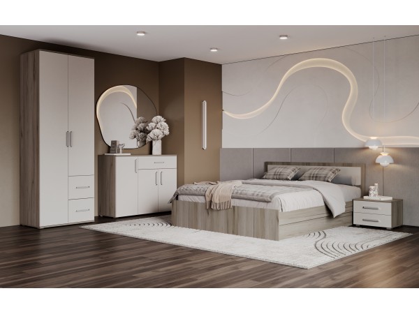 Фиеста NEW Кровать 1,4м Кашемир, Дуб Крафт серый