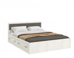 Фиеста NEW Кровать 1,6м с ящиками Графит, Дуб Крафт Белый
