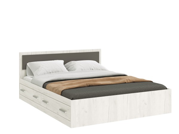 Фиеста NEW Кровать 1,6м с ящиками Графит, Дуб Крафт Белый