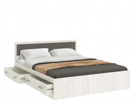 Фиеста NEW Кровать 1,6м с ящиками Графит, Дуб Крафт Белый