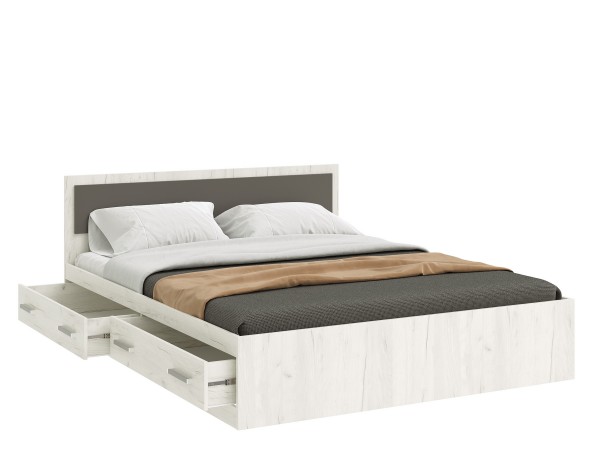 Фиеста NEW Кровать 1,6м с ящиками Графит, Дуб Крафт Белый