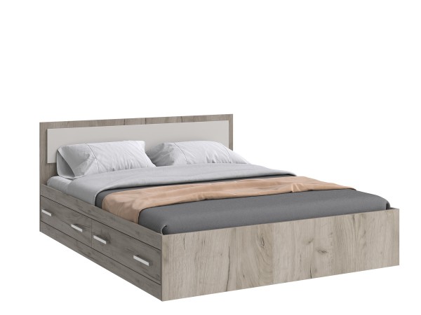 Фиеста NEW Кровать 1,6м с ящиками Кашемир, Дуб Крафт серый